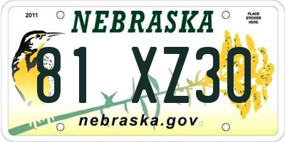 NE license plate 81XZ30