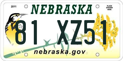 NE license plate 81XZ51