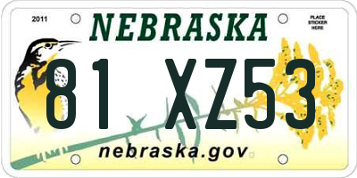 NE license plate 81XZ53