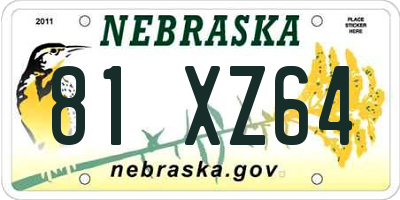 NE license plate 81XZ64