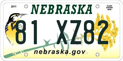 NE license plate 81XZ82