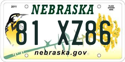 NE license plate 81XZ86