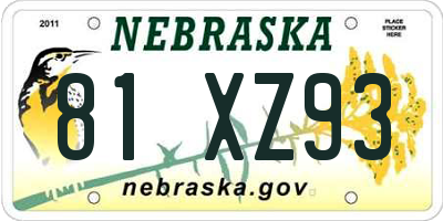 NE license plate 81XZ93