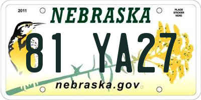 NE license plate 81YA27