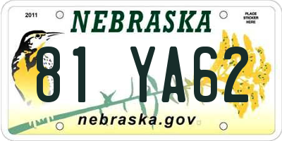 NE license plate 81YA62