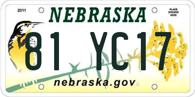 NE license plate 81YC17
