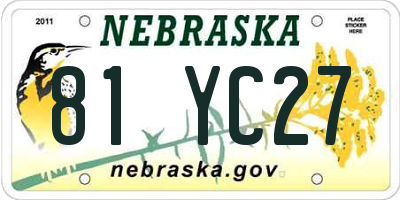 NE license plate 81YC27