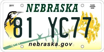 NE license plate 81YC77