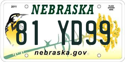 NE license plate 81YD99
