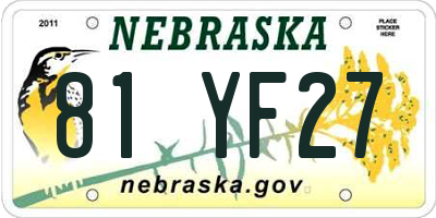 NE license plate 81YF27