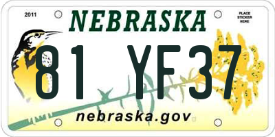 NE license plate 81YF37
