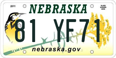 NE license plate 81YF71
