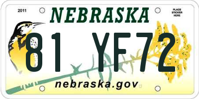 NE license plate 81YF72