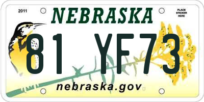 NE license plate 81YF73