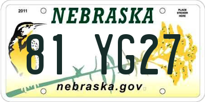 NE license plate 81YG27