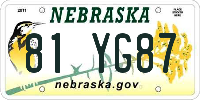 NE license plate 81YG87