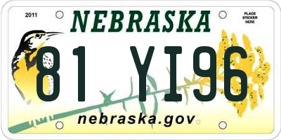 NE license plate 81YI96