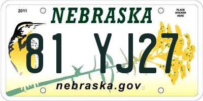 NE license plate 81YJ27