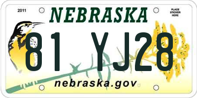 NE license plate 81YJ28