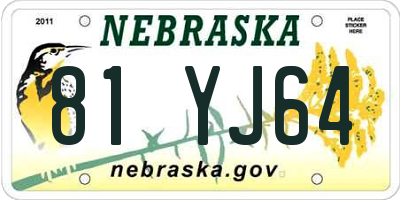 NE license plate 81YJ64