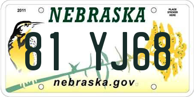 NE license plate 81YJ68