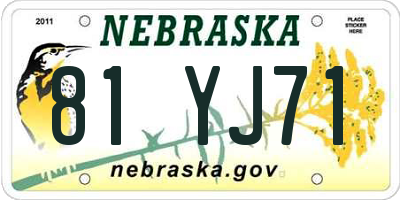 NE license plate 81YJ71