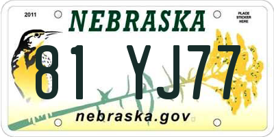 NE license plate 81YJ77