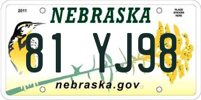 NE license plate 81YJ98