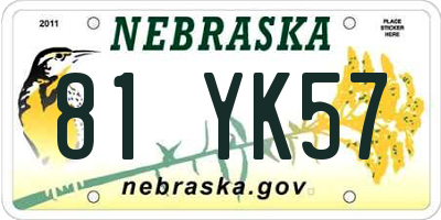 NE license plate 81YK57