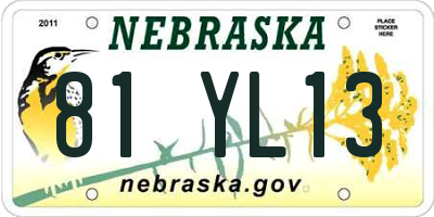 NE license plate 81YL13