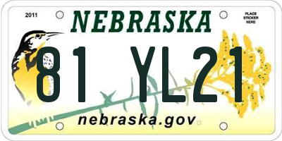 NE license plate 81YL21