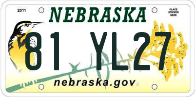 NE license plate 81YL27