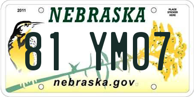 NE license plate 81YM07