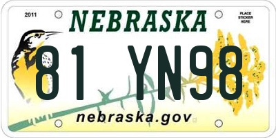 NE license plate 81YN98