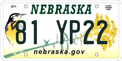 NE license plate 81YP22