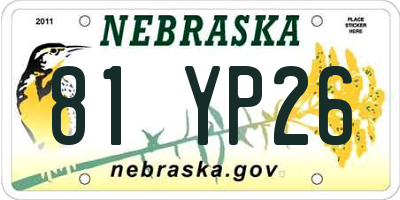 NE license plate 81YP26