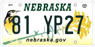 NE license plate 81YP27