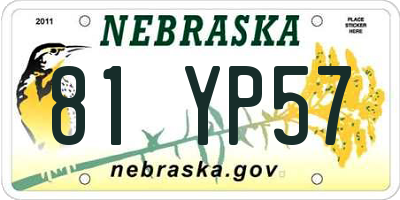 NE license plate 81YP57