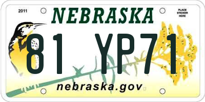NE license plate 81YP71