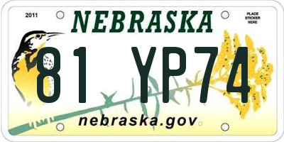 NE license plate 81YP74