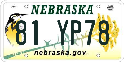 NE license plate 81YP78