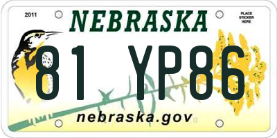 NE license plate 81YP86