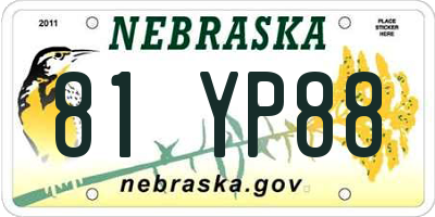 NE license plate 81YP88