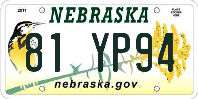 NE license plate 81YP94