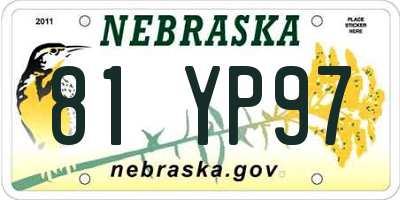 NE license plate 81YP97