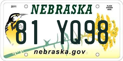 NE license plate 81YQ98