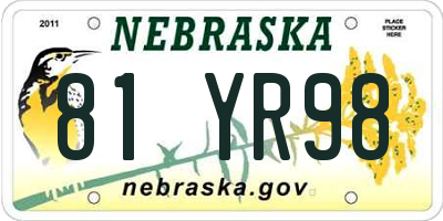 NE license plate 81YR98