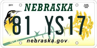 NE license plate 81YS17