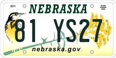 NE license plate 81YS27