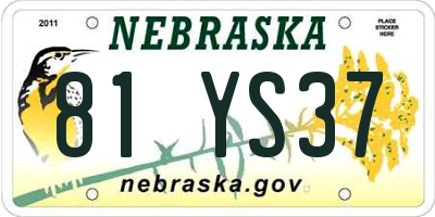 NE license plate 81YS37